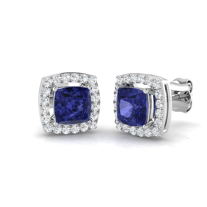 Pendientes de racimo de diamantes y tanzanita de 2,05 ct Oro blanco de 18 k