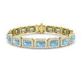 Aquamarine & Diamond Halo Bracelet 14.00ct in 18k Yellow Gold - All Diamond