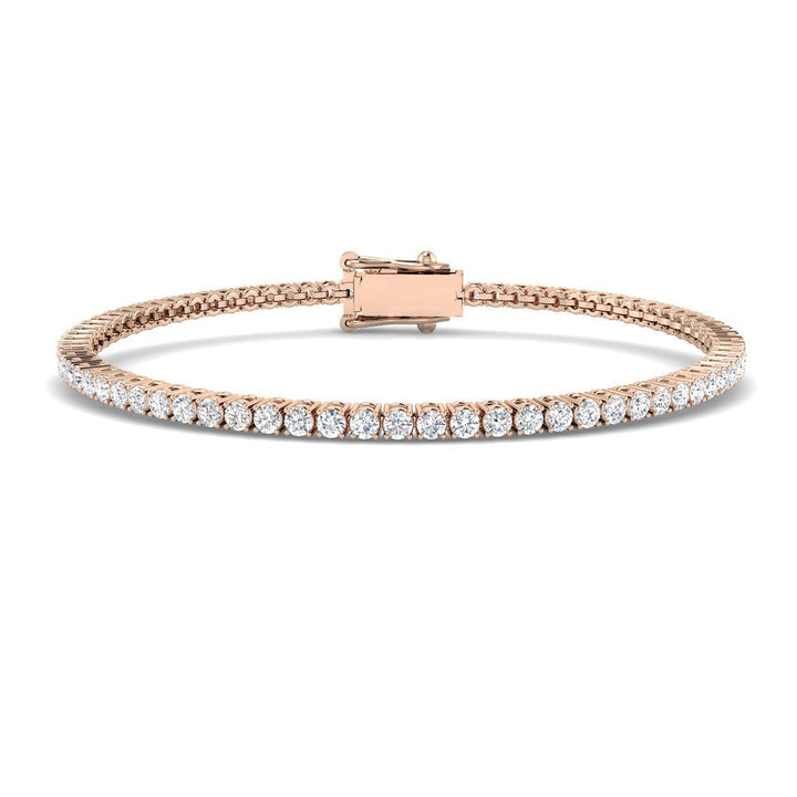 Brazalete de tenis de diamantes de 2,00 ct G/SI en oro rosa de 18 k