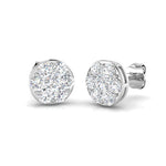 Cluster Diamond Earrings 1.00ct G/SI Quality in 18k White Gold - All Diamond