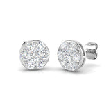 Cluster Diamond Earrings 1.00ct G/SI Quality in 18k White Gold - All Diamond
