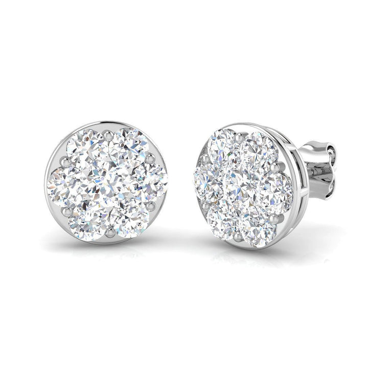 Cluster Diamond Earrings 2.00ct G/SI Quality in 18k White Gold