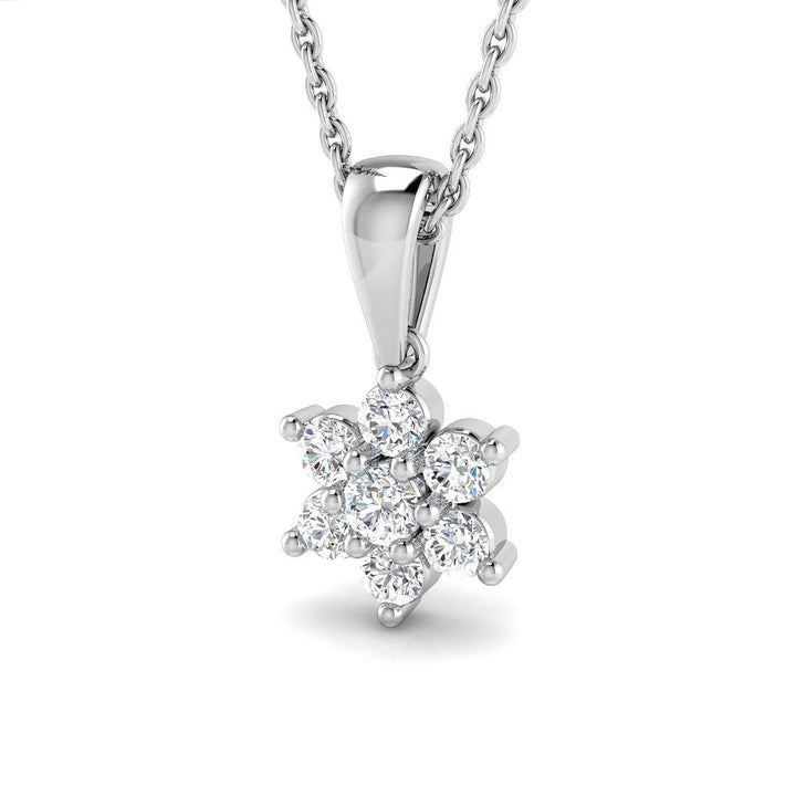Collar con colgante de racimo de diamantes de margarita, oro blanco de 9 k de 0,25 ct G/SI