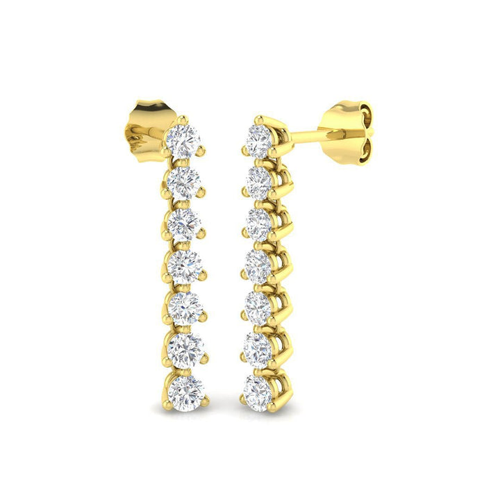 Aretes Gotas de Diamantes 0.75ct Calidad G/SI en Oro Amarillo 18k 3.0mm
