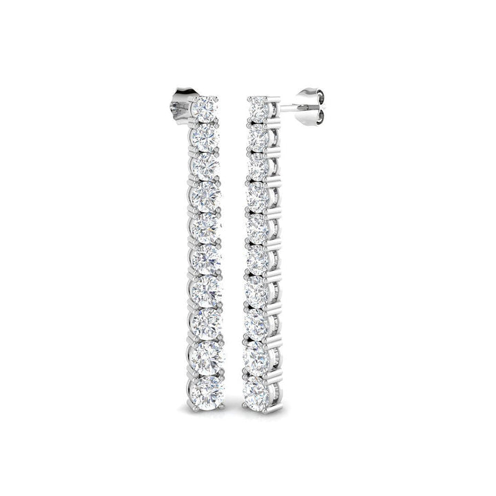 Aretes colgantes de diamantes 5.25ct Calidad G/SI en oro blanco de 18k 5.0mm