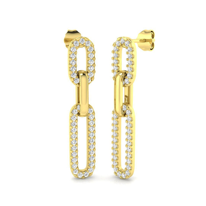 Pendientes Paperclip de Diamantes 0.80ct Calidad G/SI en Oro Amarillo 9k