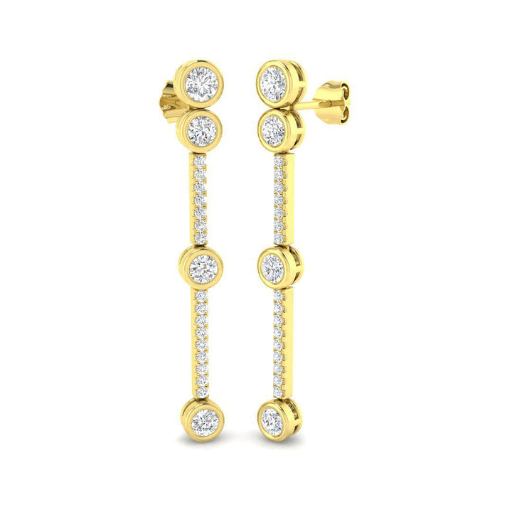 Aretes colgantes con frotamiento de diamantes 1.60ct Calidad G/SI Oro amarillo de 18 k