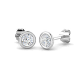Diamond Rub Over Stud Earrings 0.50ct G/SI Quality in 18k White Gold - All Diamond