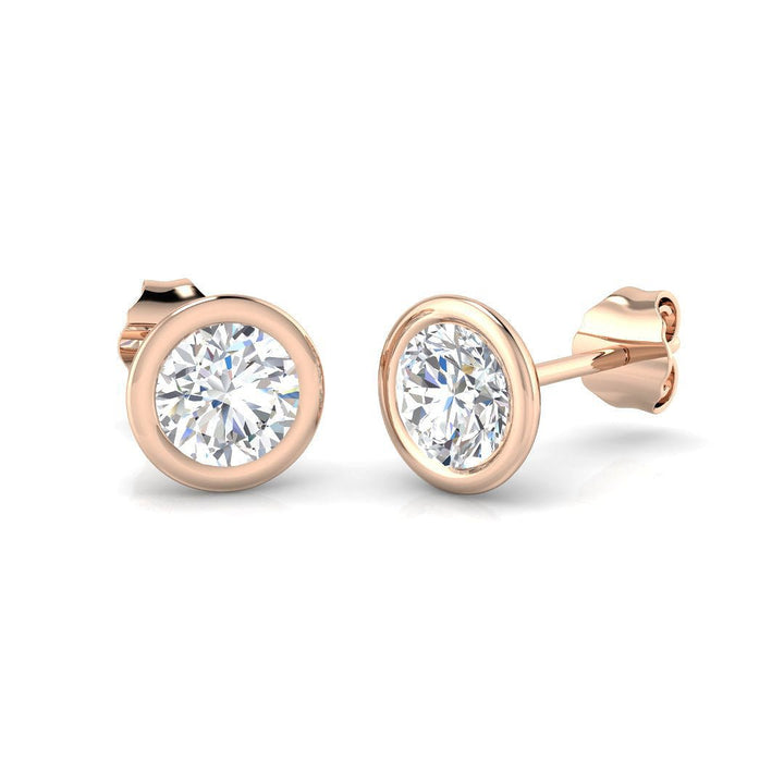 Aretes de rubí con diamantes de 1,00 ct calidad G/SI en oro rosado de 18 k