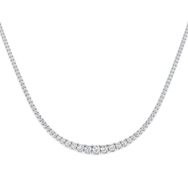 Collar Tennis de Diamantes Graduados 7.40ct Calidad G/SI Oro Blanco 18k
