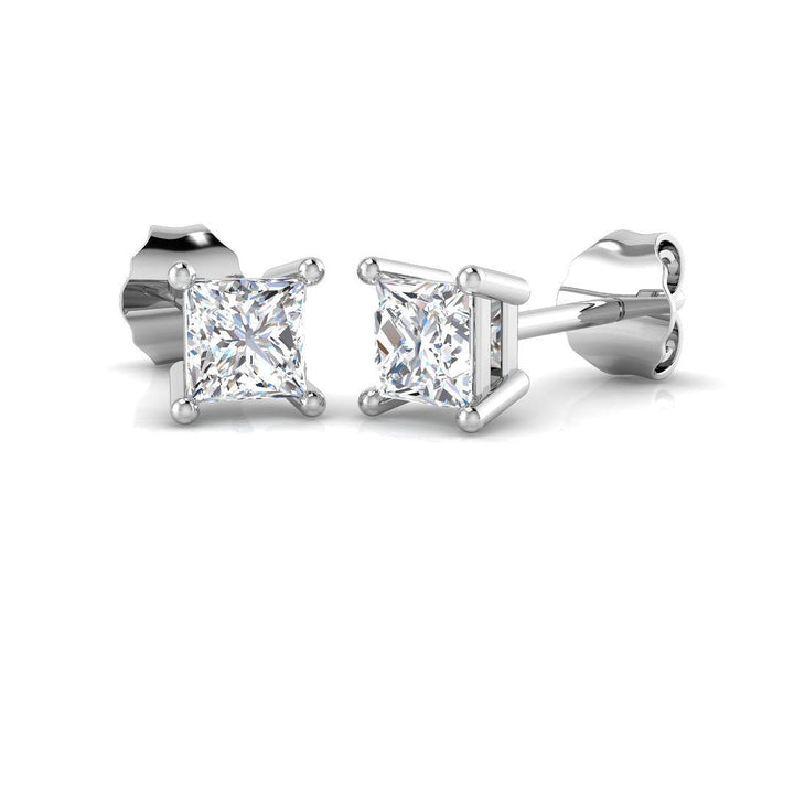 Aretes de Diamante Princesa 1.00ct Calidad G/SI en Oro Blanco 18k