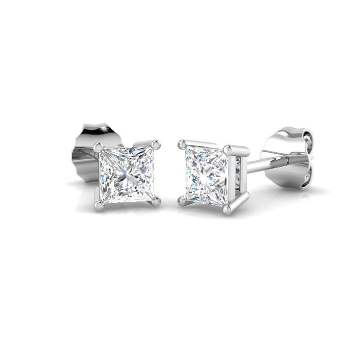 Aretes de Diamante Princesa 2.00ct Calidad G/SI en Oro Blanco 18k