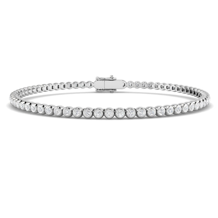 Rub Over Diamond Tennis Brazalete de 1,00 ct G/SI en oro blanco de 18 k