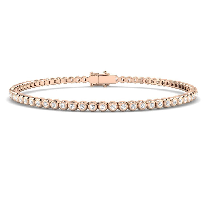 Rub Over Diamond Tennis Brazalete de 1,00 ct G/SI en oro rosado de 9 k