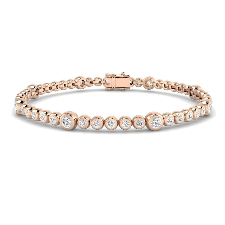Rub Over Diamond Tennis Brazalete de 1,50 ct G/SI en oro rosado de 18 k