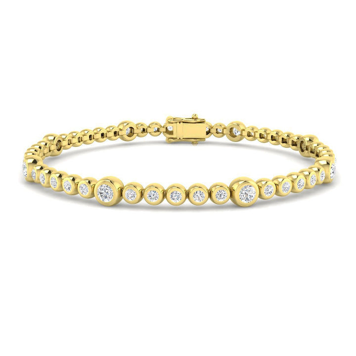 Rub Over Diamond Tennis Bracelet 1.50ct G/SI in 9k Yellow Gold