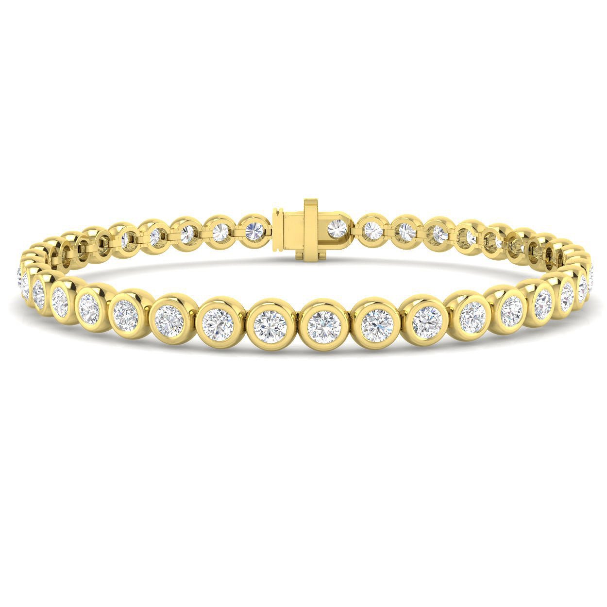 Rub Over Diamond Tennis Bracelet 5.00ct G/SI in 18k Yellow Gold - All Diamond