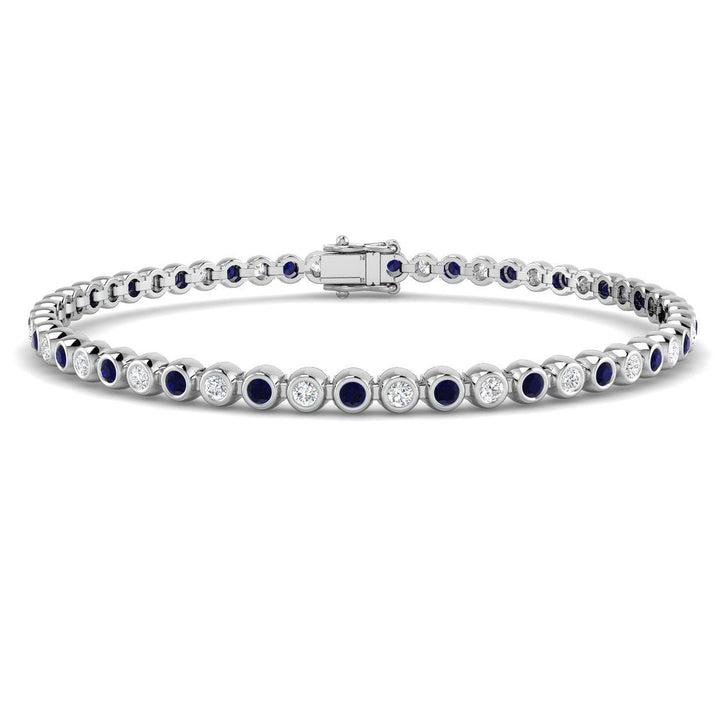 Brazalete Tennis de zafiros y diamantes de 2,25 quilates en oro blanco de 18 k