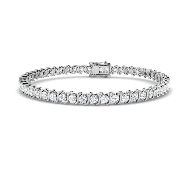 Brazalete de tenis con diamantes en semibisel de 3,00 ct G/SI en oro blanco de 18 k