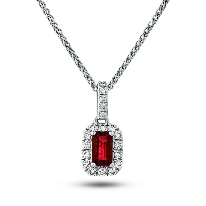 Rubí de 0,25 ct y diamante G/SI de 0,15 ct en oro blanco de 18 k