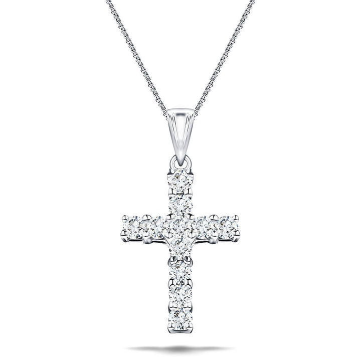 0.50ct Classic Claw Set Diamond Cross Pendant in 18K White Gold