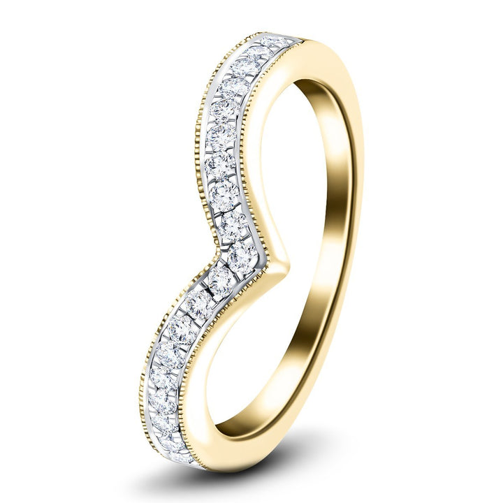 Anillo Wishbone de 15 diamantes de 0,50 ct G/SI Diamantes en oro amarillo de 18 k