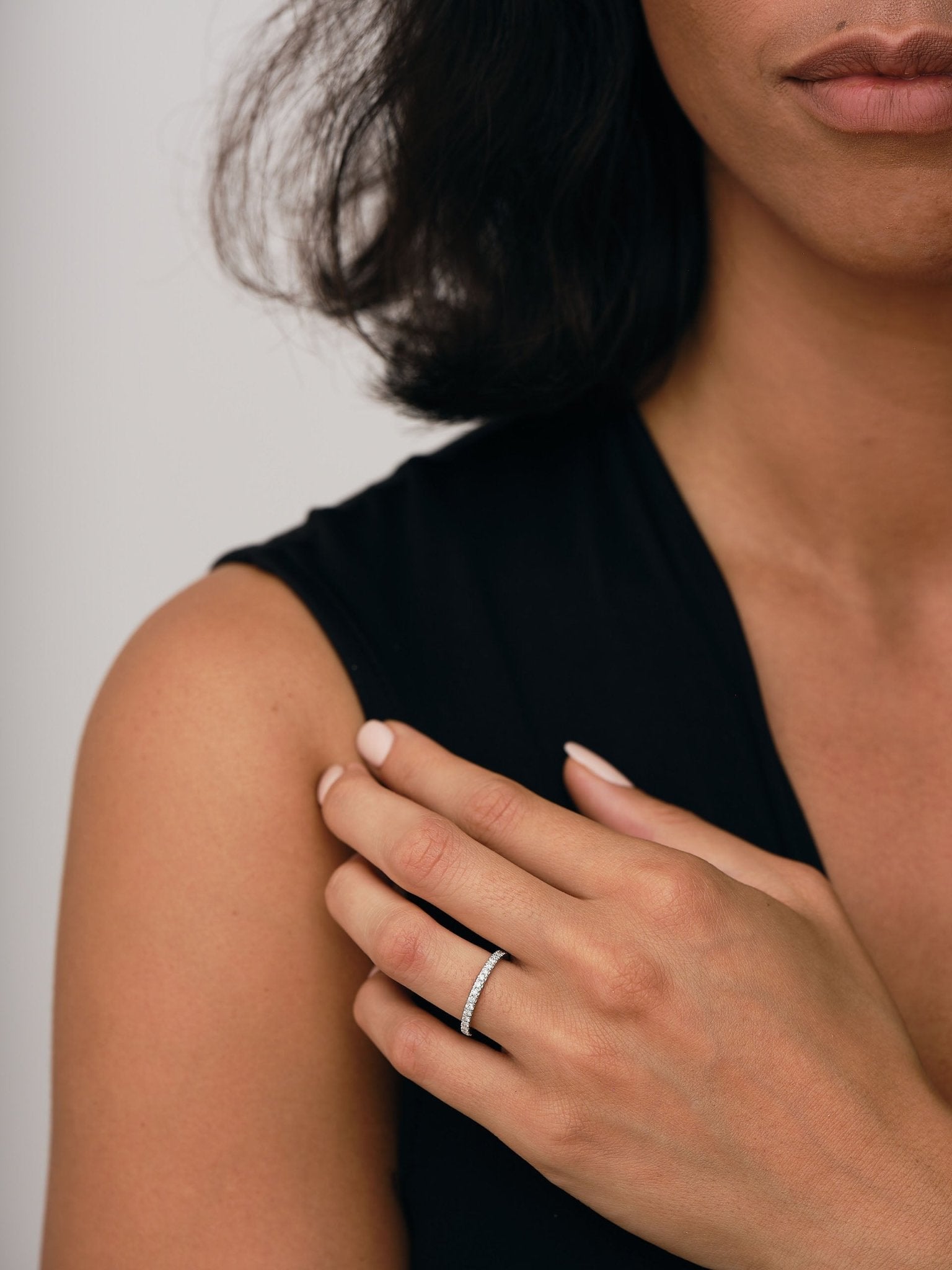 18 Stone Half Eternity Ring 0.20ct G/SI Diamonds in 18k White Gold - All Diamond