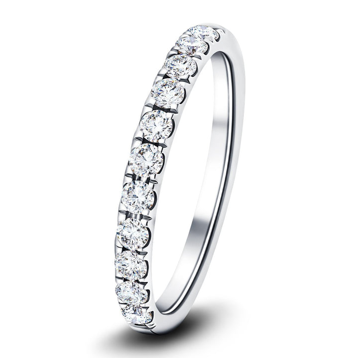 Anillo de media eternidad con 18 piedras y diamantes G/SI de 0,20 quilates en platino