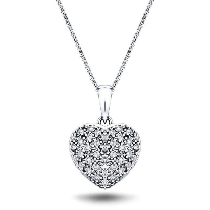 Colgante de corazón de oro blanco de 18 quilates con diamantes de 0,20 ct