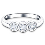 18k White Gold 0.25ct G/SI Diamond Three Stone Bezel Set Ring - All Diamond