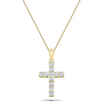 2.00ct Classic Claw Set Diamond Cross Pendant in 18K Yellow Gold - All Diamond