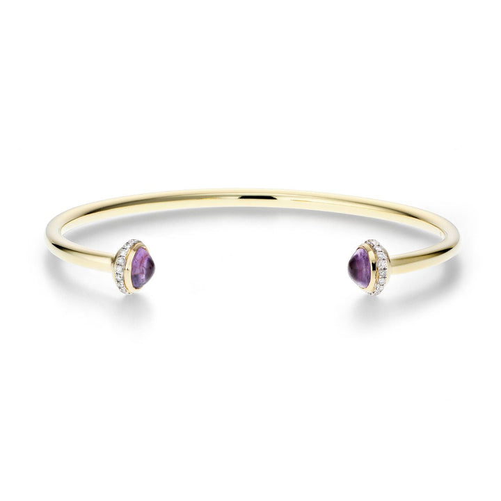 Brazalete Torque de diamantes y amatistas de 2,20 ct en oro amarillo de 9 k