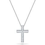 3.00ct Baguette & Round Diamond Cross in 18k White Gold - All Diamond