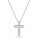 3.00ct Baguette & Round Diamond Cross in 18k White Gold - All Diamond
