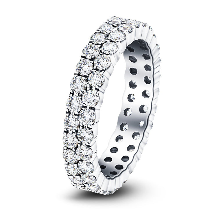 Anillo de eternidad completa de dos filas con 44 piedras y diamantes de 4,00 ct en oro blanco de 18 k
