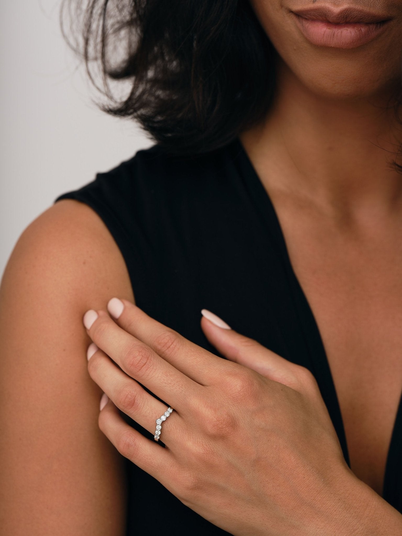 7 Stone Diamond Wishbone Ring 0.50ct G/SI Diamonds In 18k Yellow Gold - All Diamond