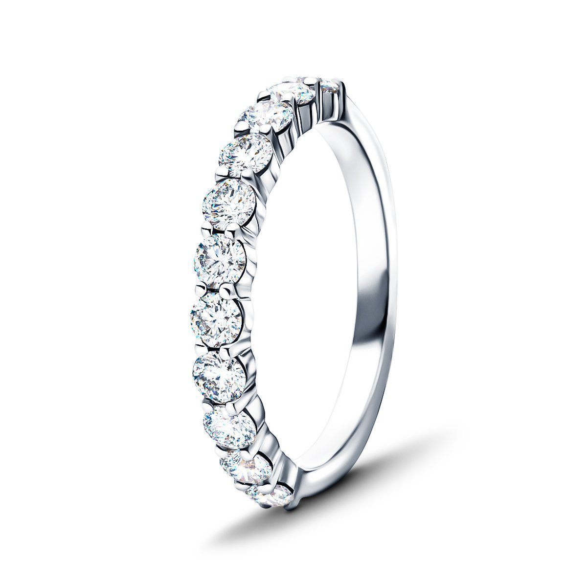 7 Stone Half Eternity Ring 1.55ct G/SI Diamonds in 18k White Gold 3.8mm - All Diamond