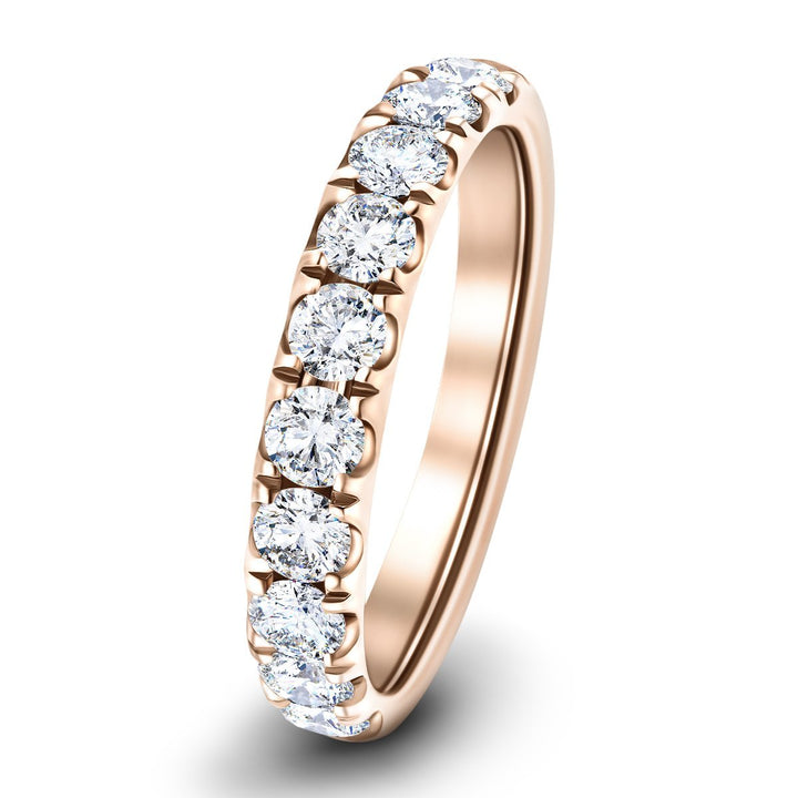 Anillo de media eternidad con 9 piedras y diamantes G/SI de 1,35 quilates en oro rosado de 18 k