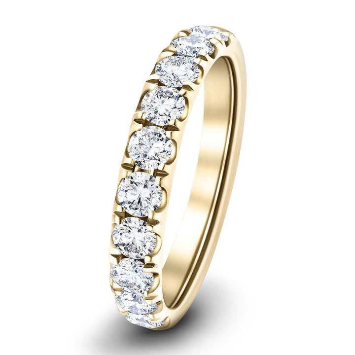 Anillo de media eternidad con 9 piedras y diamantes G/SI de 1,35 quilates en oro amarillo de 18 k