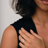 Anillo de compromiso con diamante en forma de corazón y piedra lateral, 0,35 ct, G/SI, oro blanco de 18 k