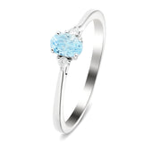 Aguamarina 0.50ct Diamante 0.06ct Anillo Tres Piedras Oro Blanco 9k