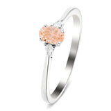 Morganite 0.40ct Diamond 0.06ct Three Stone Ring 9k White Gold