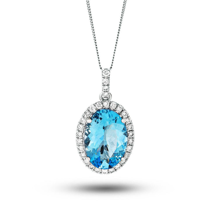 Collar de aguamarina con diamantes G/SI de 0,97 ct y 0,33 ct en oro blanco de 18 k