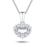 Baguette and Round Shape 0.35ct Heart Diamond Pendant - All Diamond