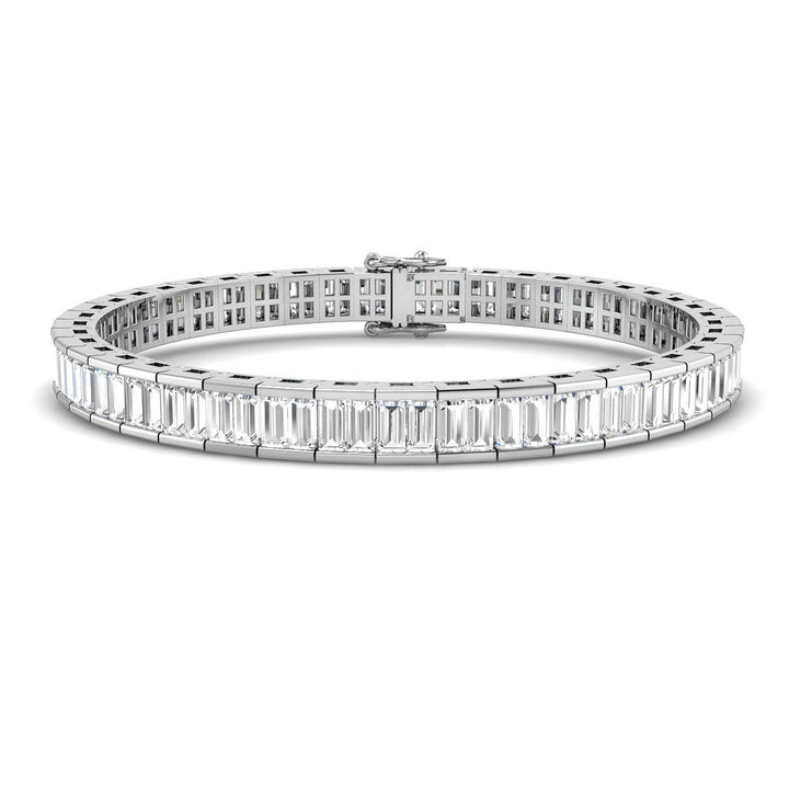 Brazalete de tenis con diamantes baguette de 8,00 ct G/SI en oro blanco de 18 k