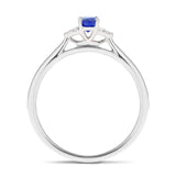 Blue Sapphire 0.30ct Diamond 0.03ct Cluster Ring 9k White Gold - All Diamond