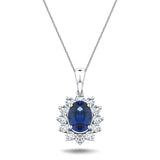 Blue Sapphire 1.80ct & 0.70ct G/SI Diamond Necklace in 18k White Gold - All Diamond