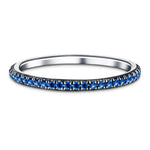 Blue Sapphire Full Eternity Ring 0.30ct 50 Stone in 18k White Gold - All Diamond