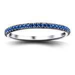Blue Sapphire Full Eternity Ring 0.30ct 50 Stone in 18k White Gold - All Diamond
