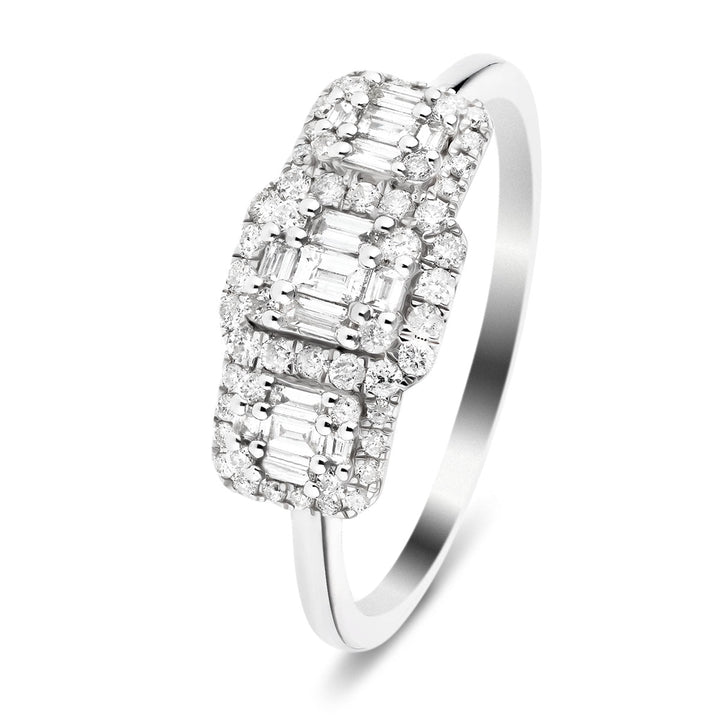 Anillo de compromiso de diamantes en racimo certificado de 0,45 ct G/SI en oro blanco de 9 k